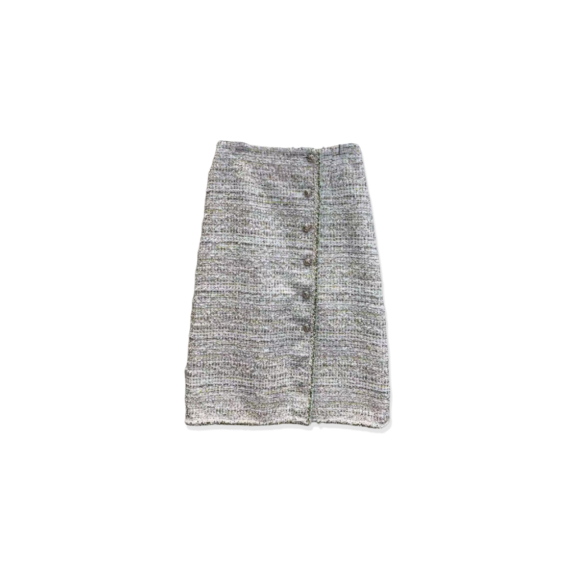CHANEL LIGHT-COLORED KNIT TWEED SKIRT